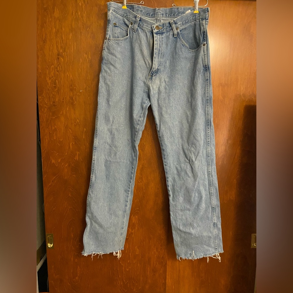 Vintage Levi Wranglers distressed bottoms!